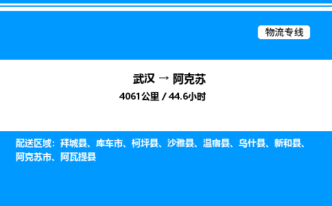 武漢到阿克蘇物流專線-武漢至阿克蘇貨運公司