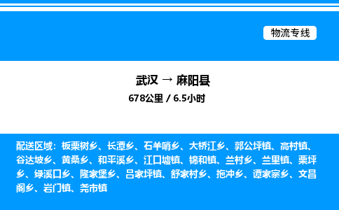 武漢到麻陽縣物流專線-武漢至麻陽縣貨運(yùn)公司
