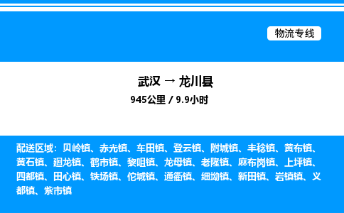 武漢到龍川縣物流專線-武漢至龍川縣貨運(yùn)公司