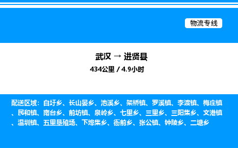 武漢到進賢縣物流專線-武漢至進賢縣貨運公司