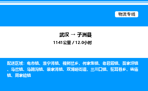 武漢到子洲縣物流專線-武漢至子洲縣貨運(yùn)公司