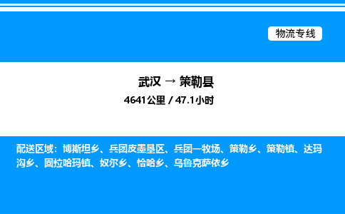 武漢到策勒縣物流專線-武漢至策勒縣貨運(yùn)公司