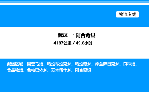 武漢到阿合奇縣物流專線-武漢至阿合奇縣貨運(yùn)公司