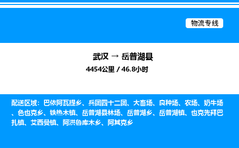 武漢到岳普湖縣物流專線-武漢至岳普湖縣貨運公司